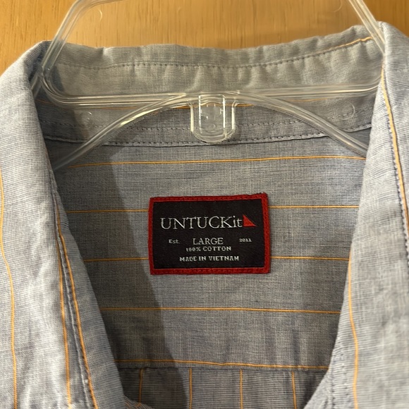 Untuckit Men’s Pinstripe Button Down Shirt Cotton Blue Size Large - Picture 4 of 11